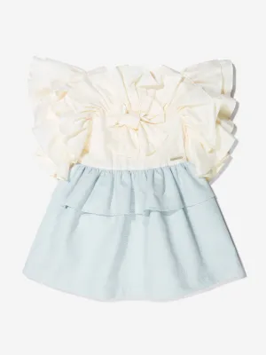 Jessie And James Girls Cotton Floral Jacquard Ruffle Dress
