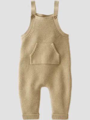 Kids Boy's Textured Overalls,Beige
