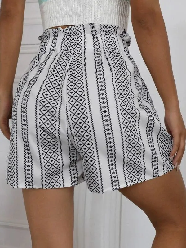 KittenAlarm - Paperbag Waist All Over Print Shorts