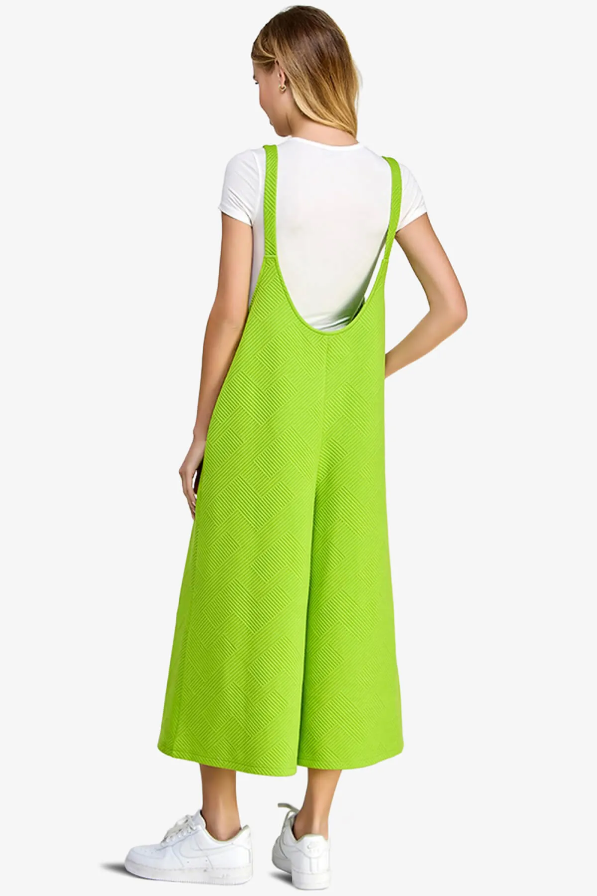 Lassy Textured Cropped Wide Leg Overall Pants PLUS