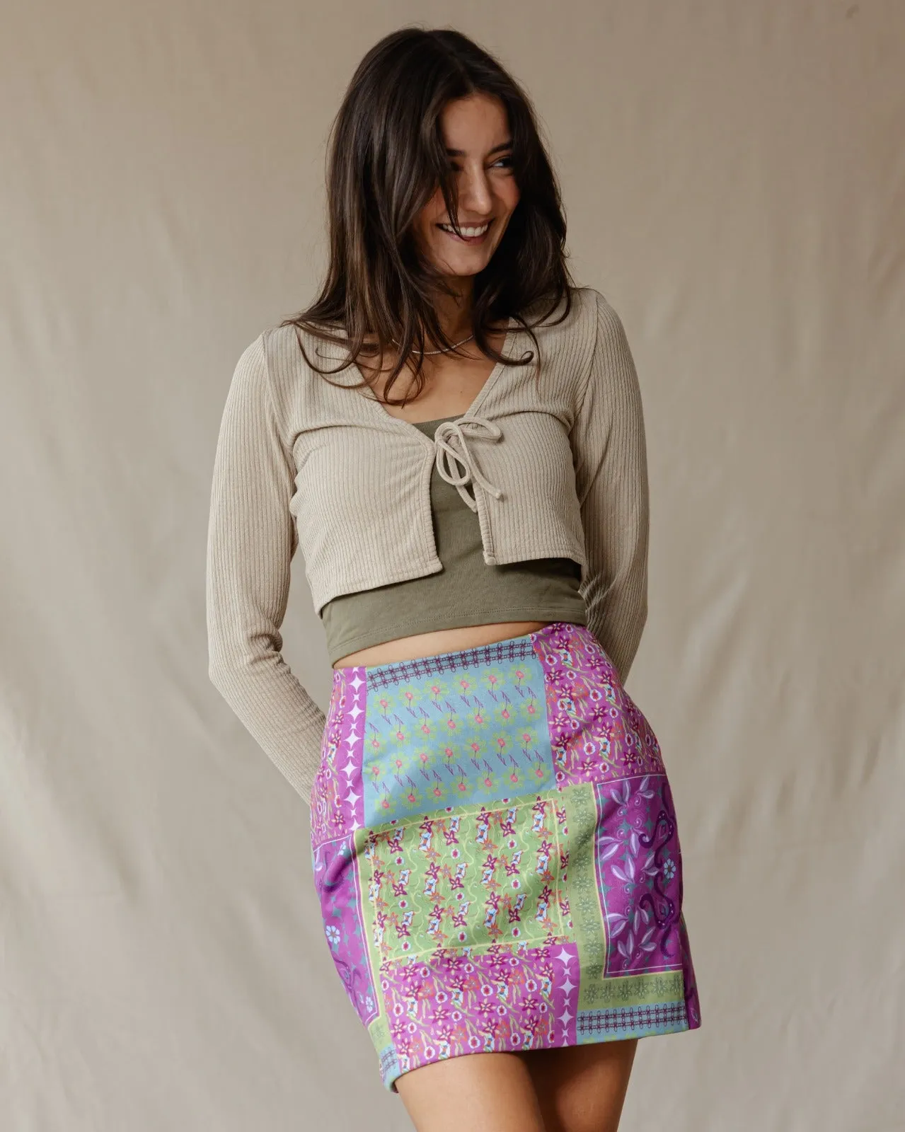 Lavender Blossoms Suede Skirt