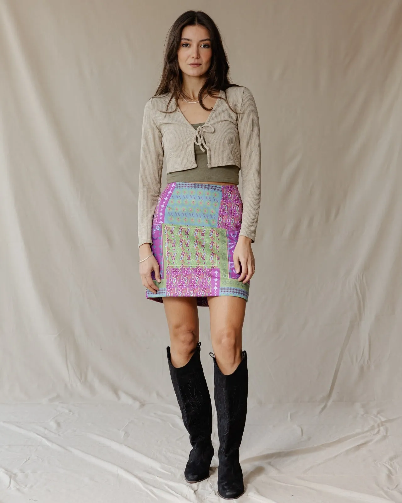 Lavender Blossoms Suede Skirt