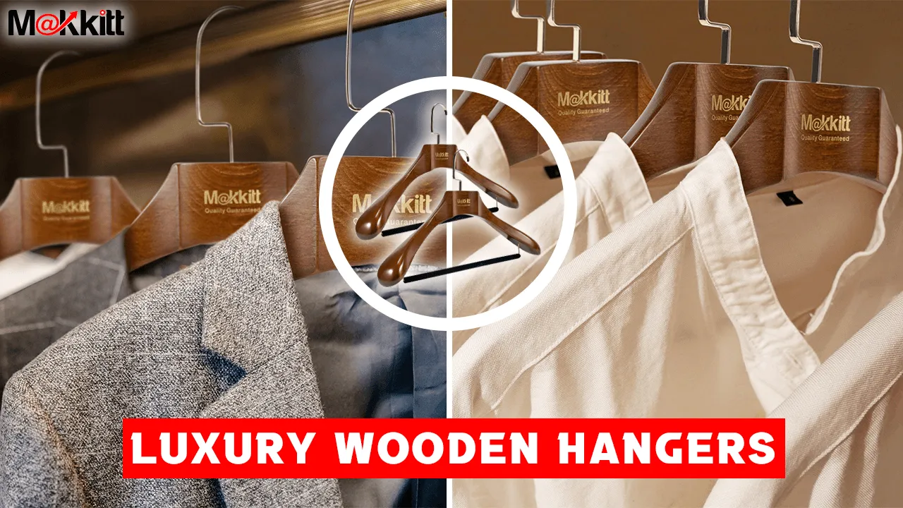MAKKITT Luxury Wooden Hangers (Set of 2)
