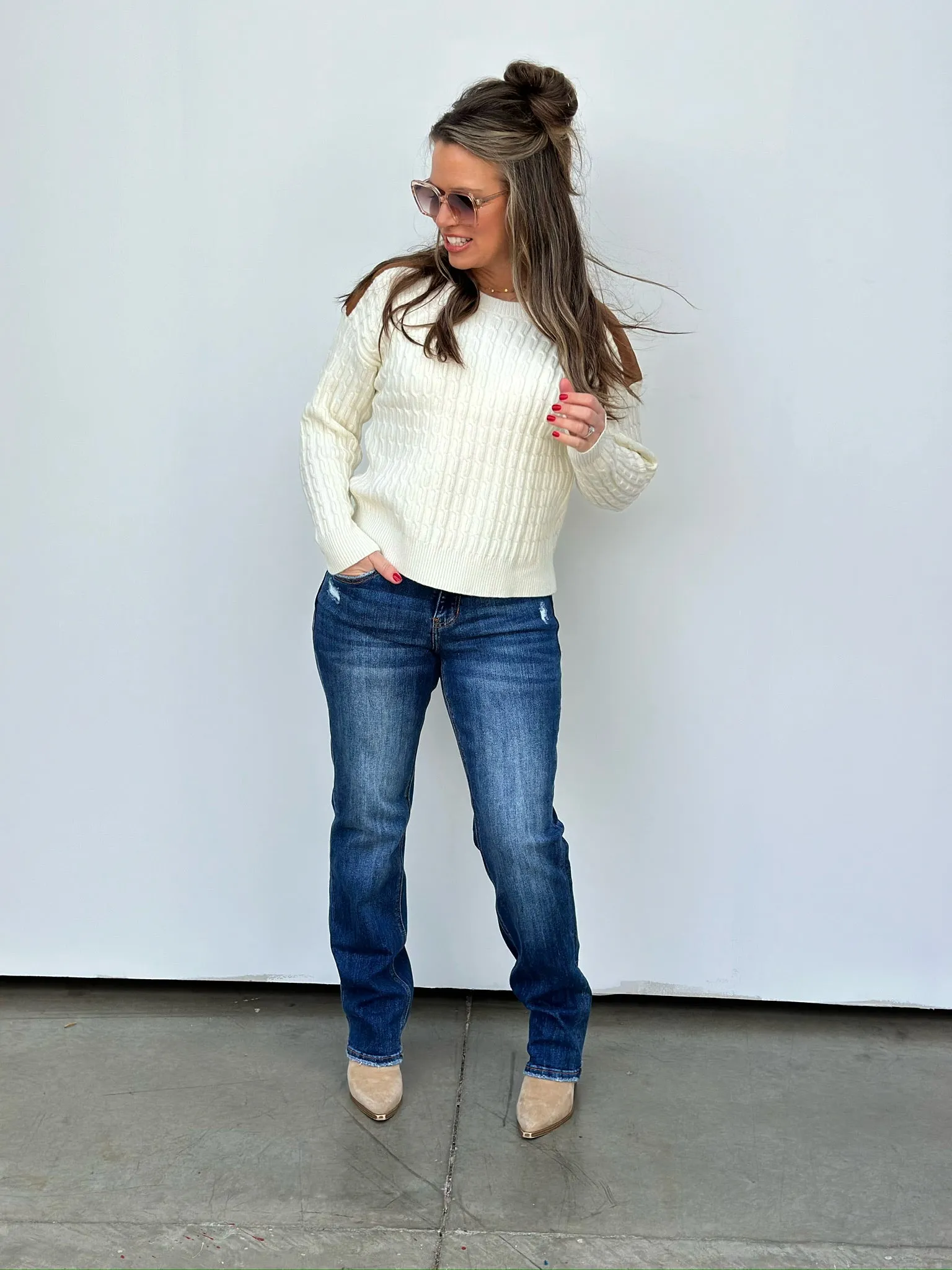 Manhattan Suede Shoulder Sweater