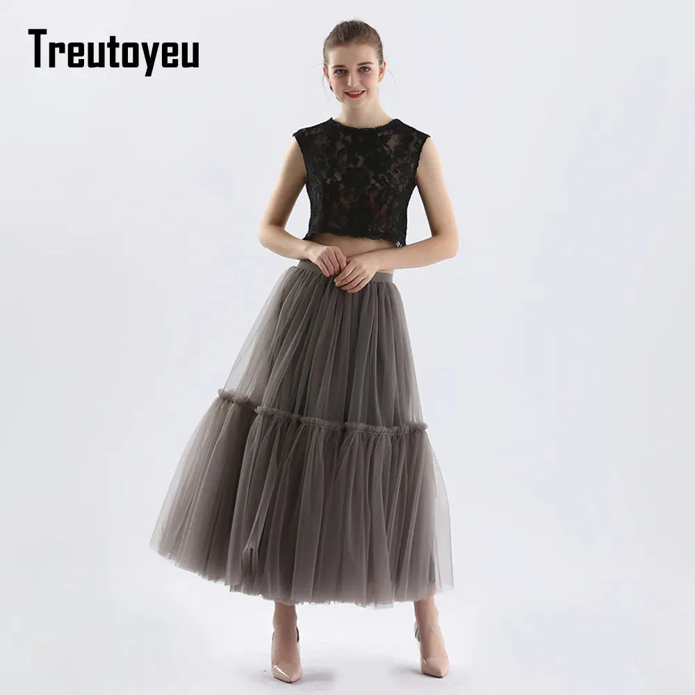 Maxi Long Tulle Skirts Pleated Long Casual Skirts