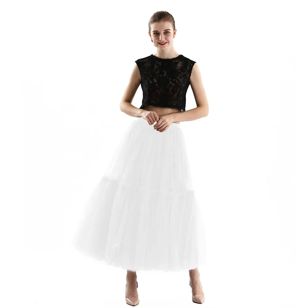 Maxi Long Tulle Skirts Pleated Long Casual Skirts