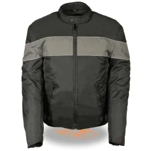 Milwaukee Leather Men's Black Textile Scooter Jacket with Grey Reflective Striping