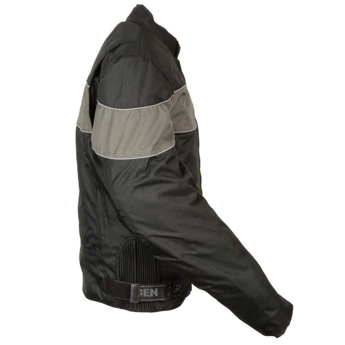 Milwaukee Leather Men's Black Textile Scooter Jacket with Grey Reflective Striping