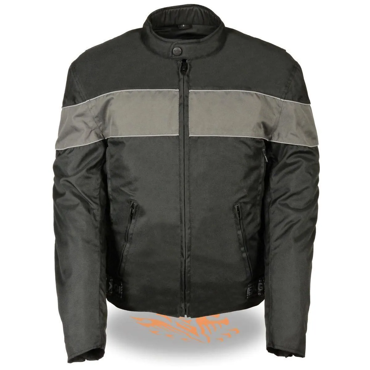 Milwaukee Leather Men's Black Textile Scooter Jacket with Grey Reflective Striping
