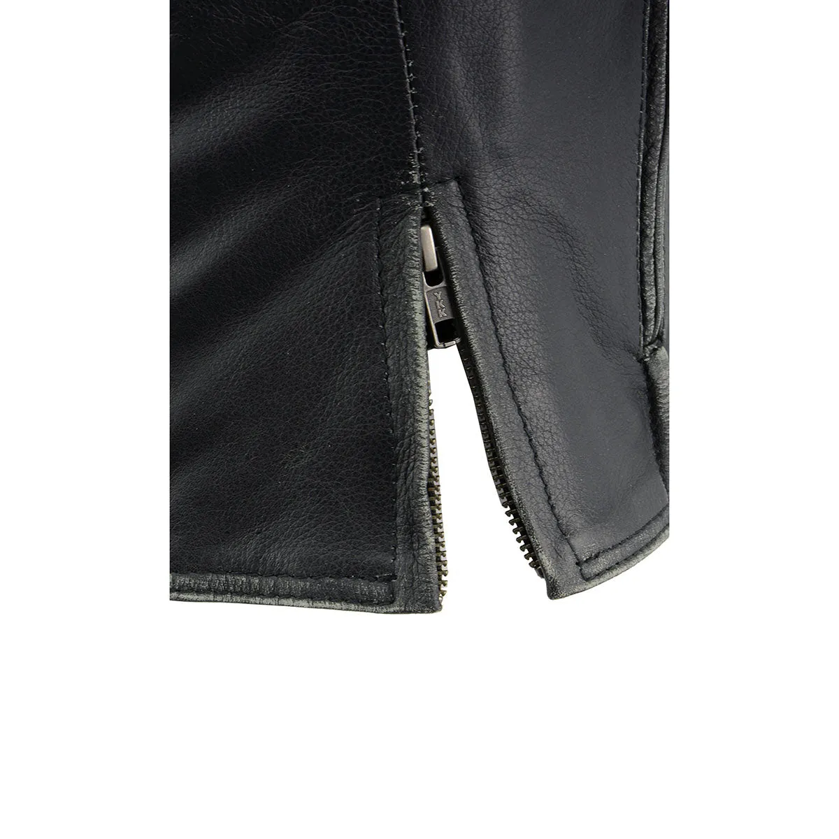 Milwaukee Leather MLL2516 Black Leather Rub-Off Leather Jacket with Hoodie for Women