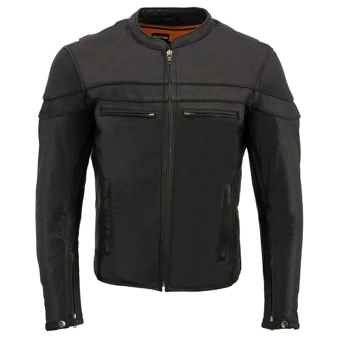 MLM1525 Men's ‘Crossover’ Black Leather Lightweight MC Jacket