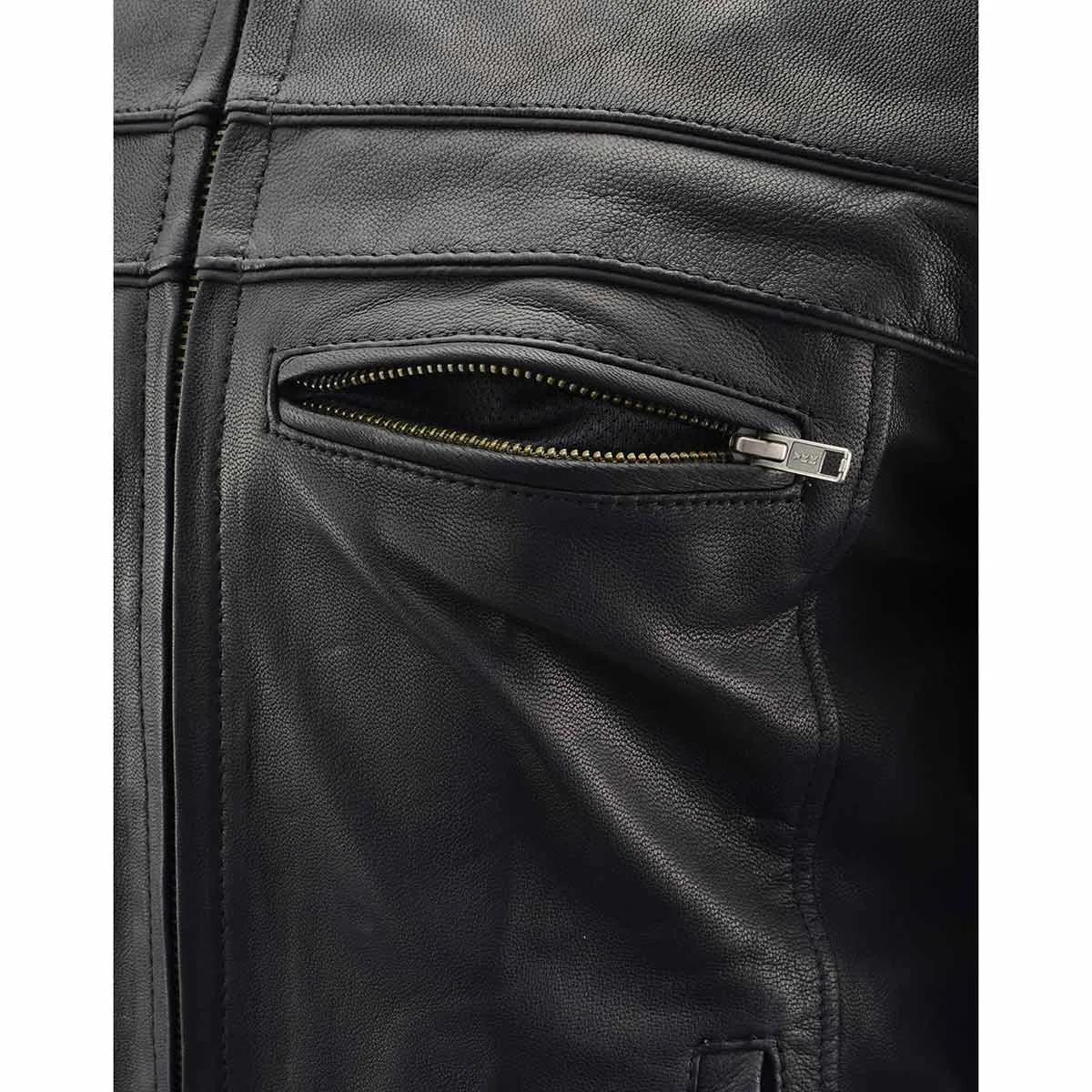 MLM1525 Men's ‘Crossover’ Black Leather Lightweight MC Jacket