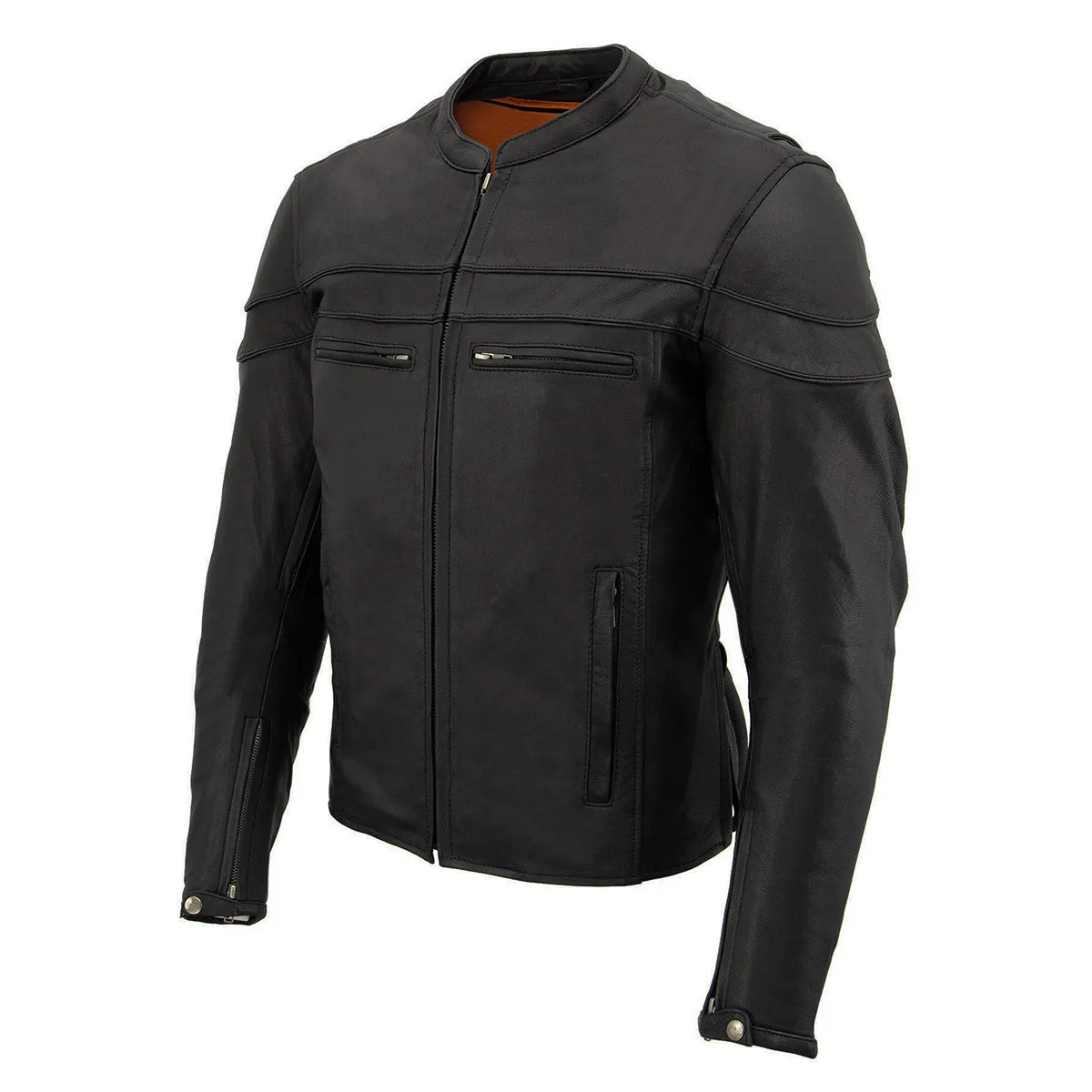 MLM1525 Men's ‘Crossover’ Black Leather Lightweight MC Jacket