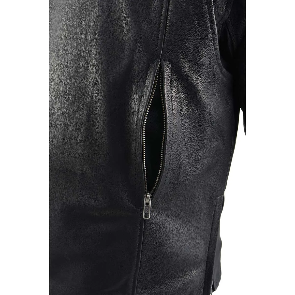MLM1525 Men's ‘Crossover’ Black Leather Lightweight MC Jacket