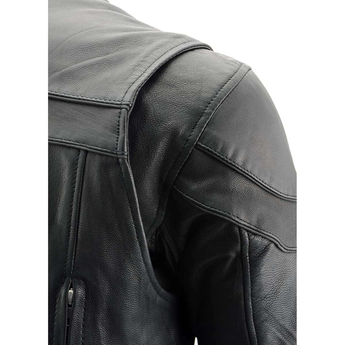 MLM1525 Men's ‘Crossover’ Black Leather Lightweight MC Jacket