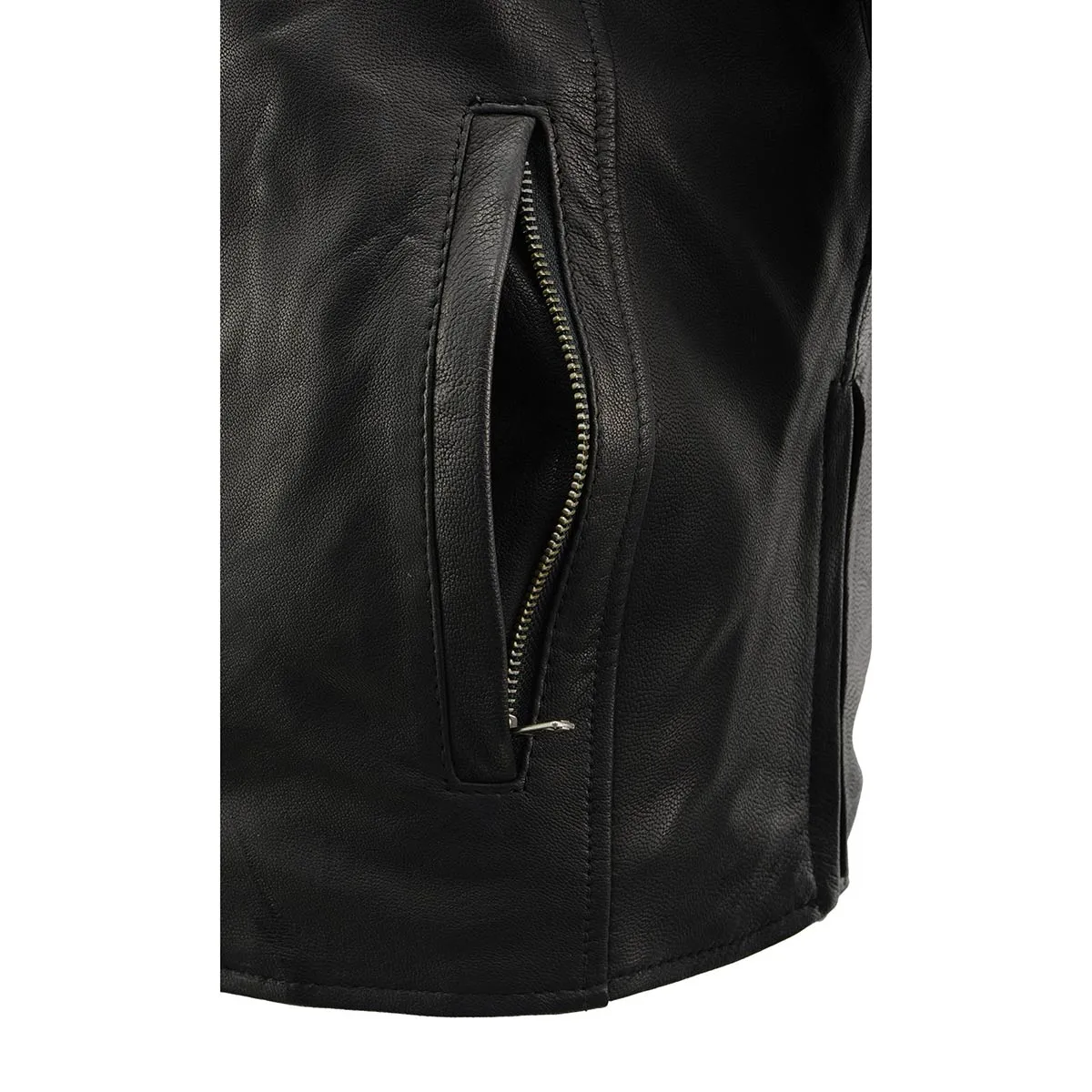 MLM1525 Men's ‘Crossover’ Black Leather Lightweight MC Jacket