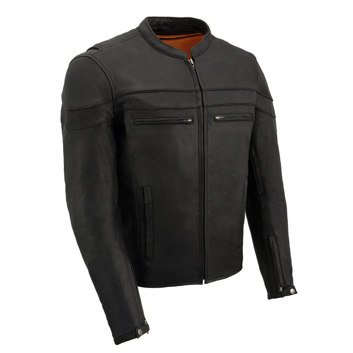 MLM1525 Men's ‘Crossover’ Black Leather Lightweight MC Jacket