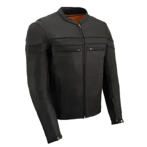 MLM1525 Men's ‘Crossover’ Black Leather Lightweight MC Jacket