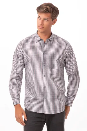 Modern Gingham Men's Long Sleeve Dress Shirt-