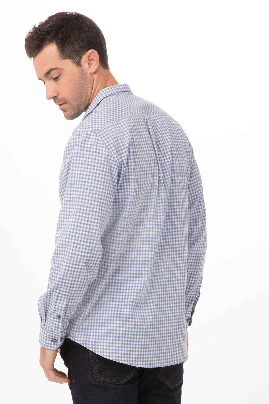 Modern Gingham Men's Long Sleeve Dress Shirt-
