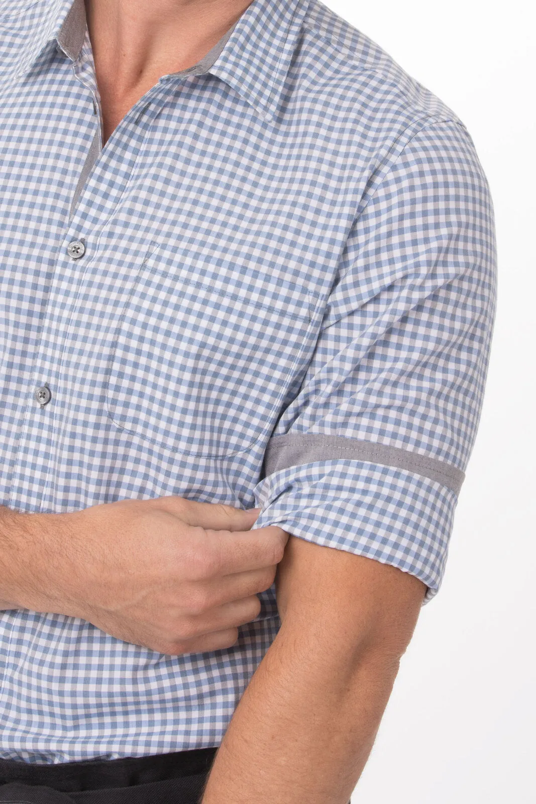 Modern Gingham Men's Long Sleeve Dress Shirt-