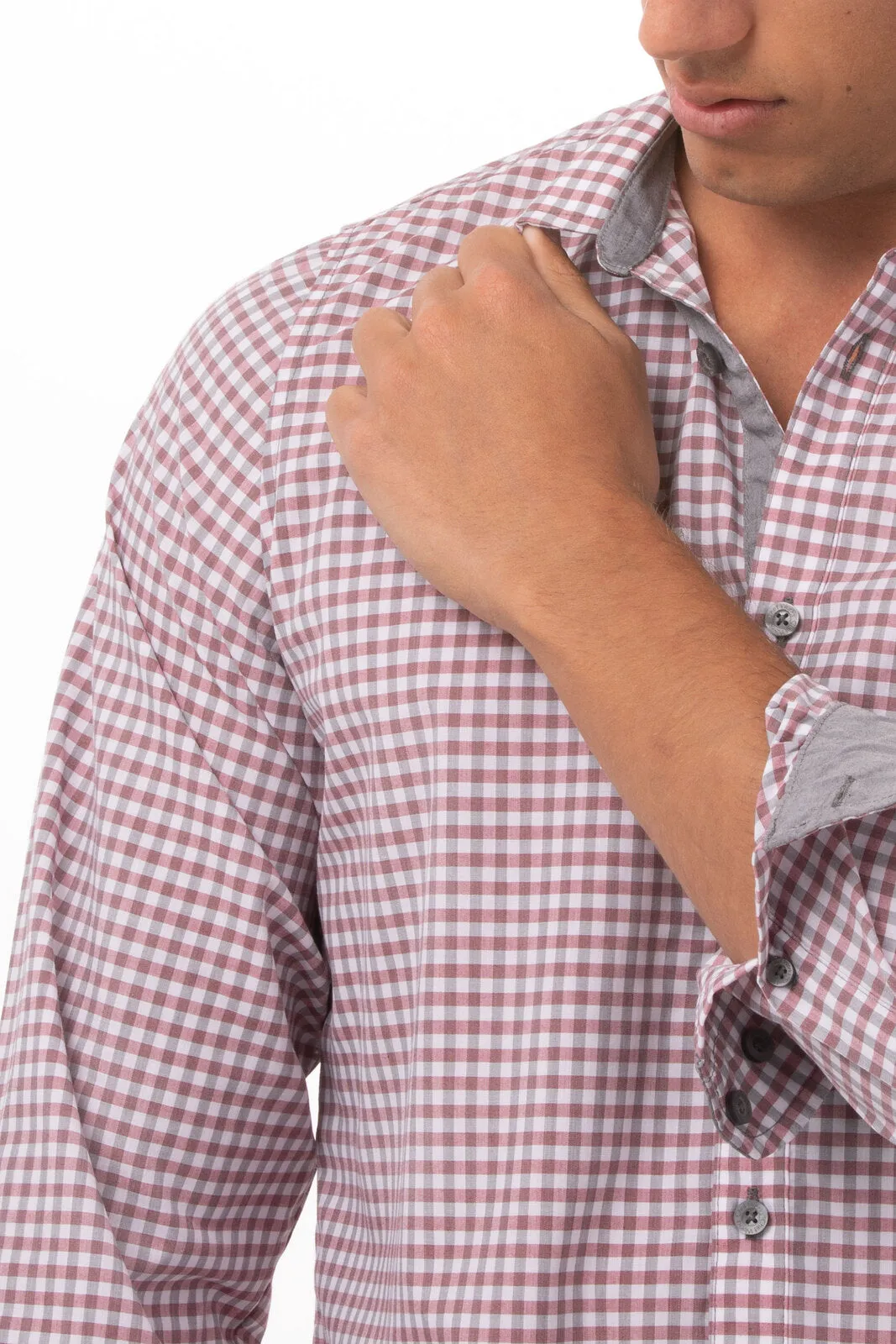 Modern Gingham Men's Long Sleeve Dress Shirt-