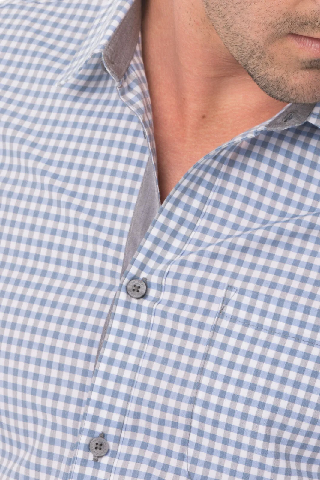 Modern Gingham Men's Long Sleeve Dress Shirt-