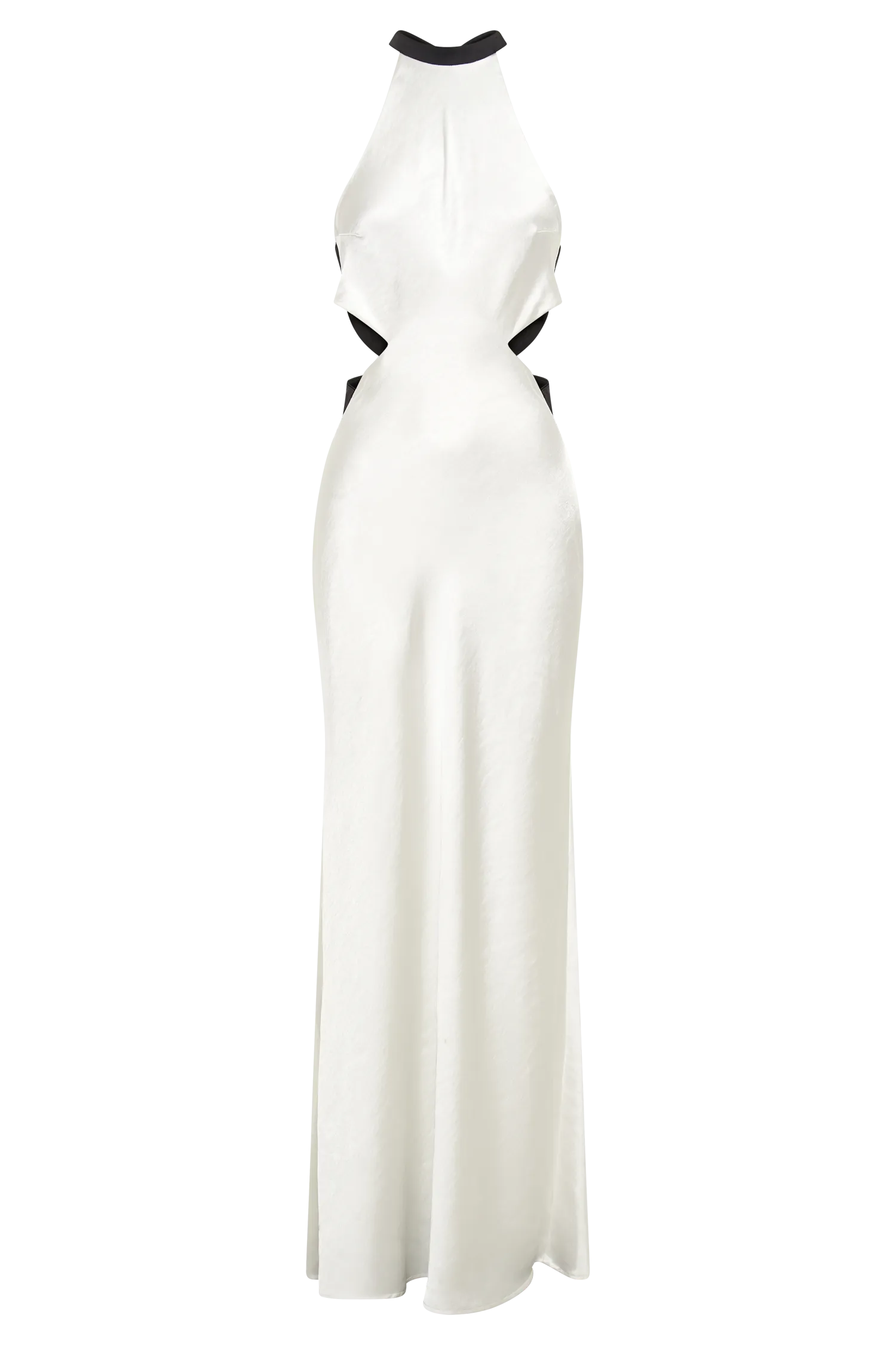 Nalani Satin Halter Maxi Dress - Black/White