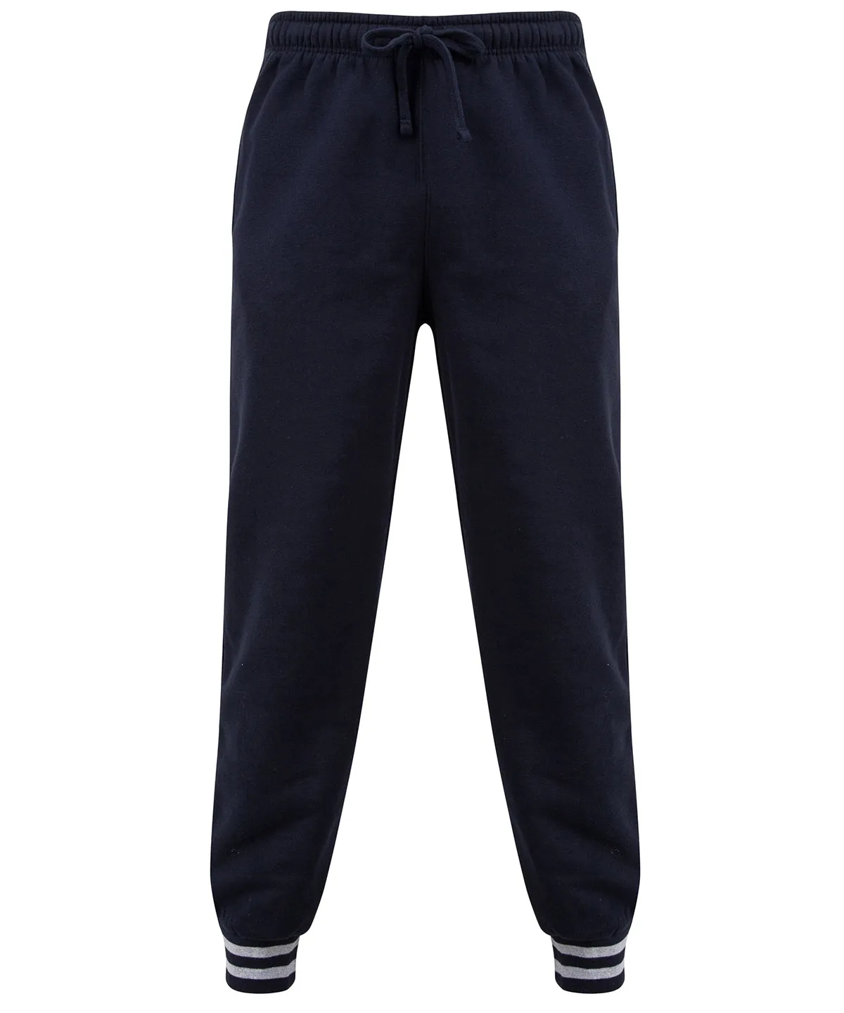 Navy/Heather Grey - Joggers with striped cuffs