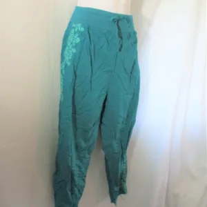 NEW SUNDANCE EMBROIDERED Pant Beach Boho Hippie S BLUE TURQUOISE