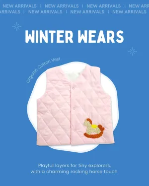 Organic Cotton Quilted Pink Vest - Rocking Horse