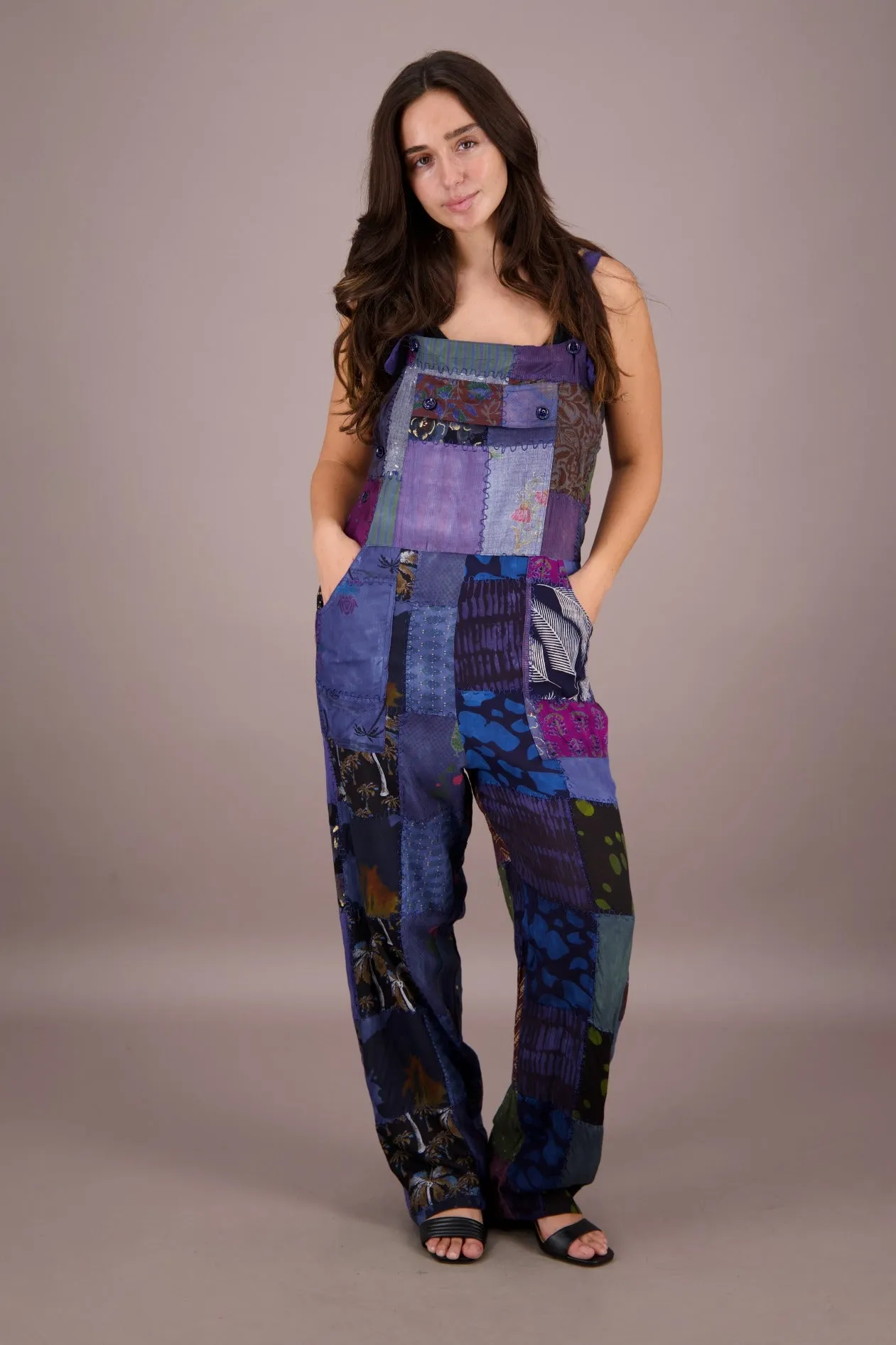 Patchwork Overalls w/ Pockets PAT-3292
