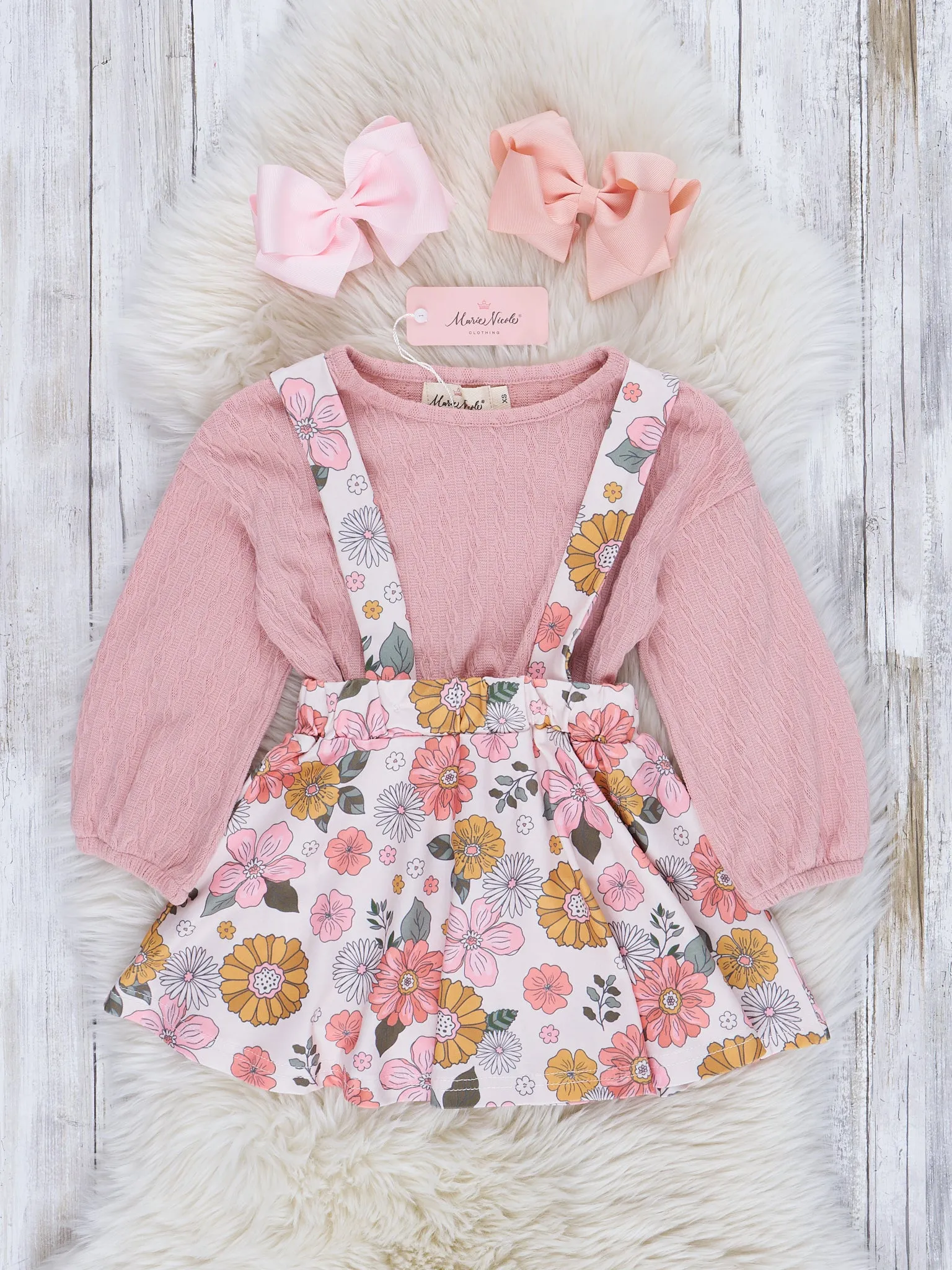 Pink Marigold Dreams Overalls Set