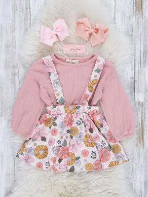 Pink Marigold Dreams Overalls Set