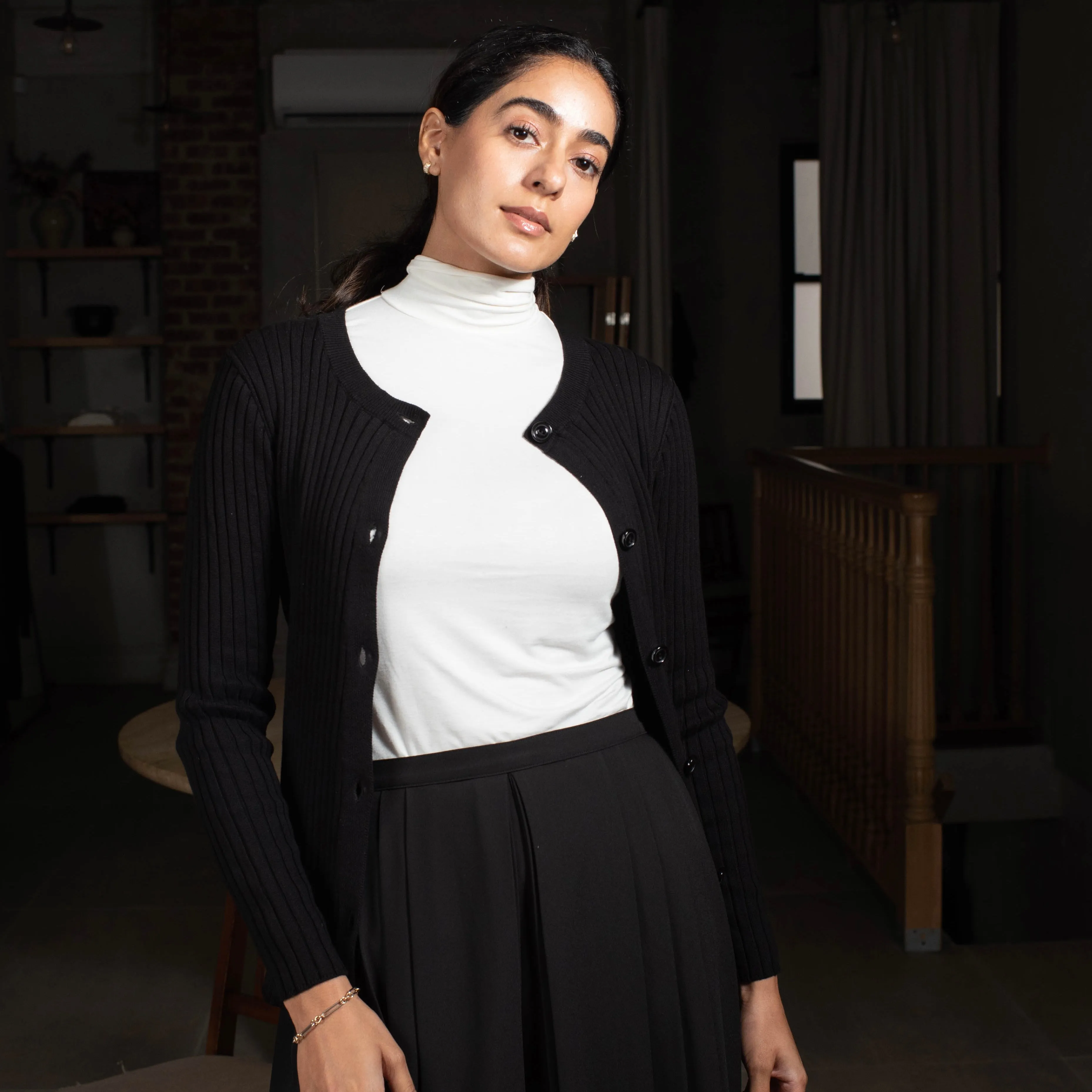 Pleated Panel Skirt | Black [Final Sale]