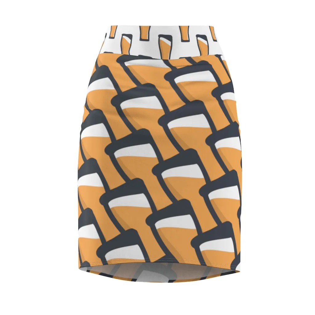 "Beer Pint Tiles" All-Over Beer Pint Pencil Skirt