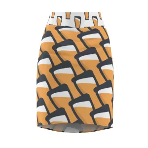 "Beer Pint Tiles" All-Over Beer Pint Pencil Skirt