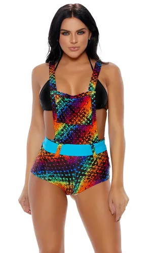 Rainbow Metallic Print In The Paint Overall
