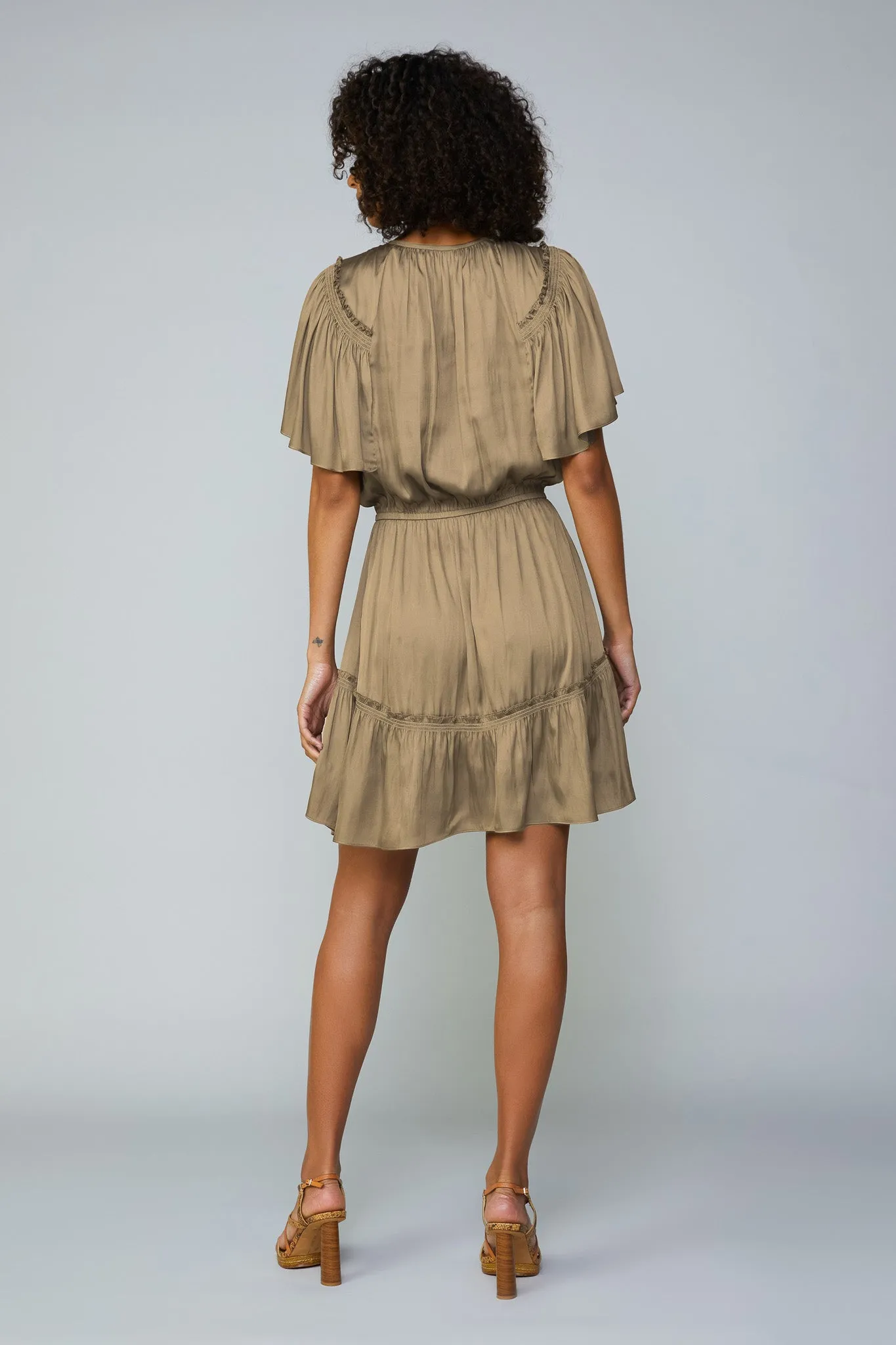 Rear Flutter Sleeve Mini Dress