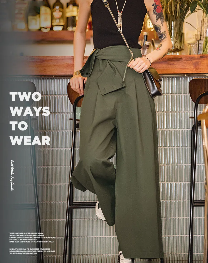 Retro Straight Wide-Legged Hanging Women's Casual Jumpsuits