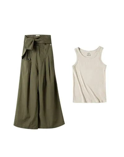 Retro Straight Wide-Legged Hanging Women's Casual Jumpsuits