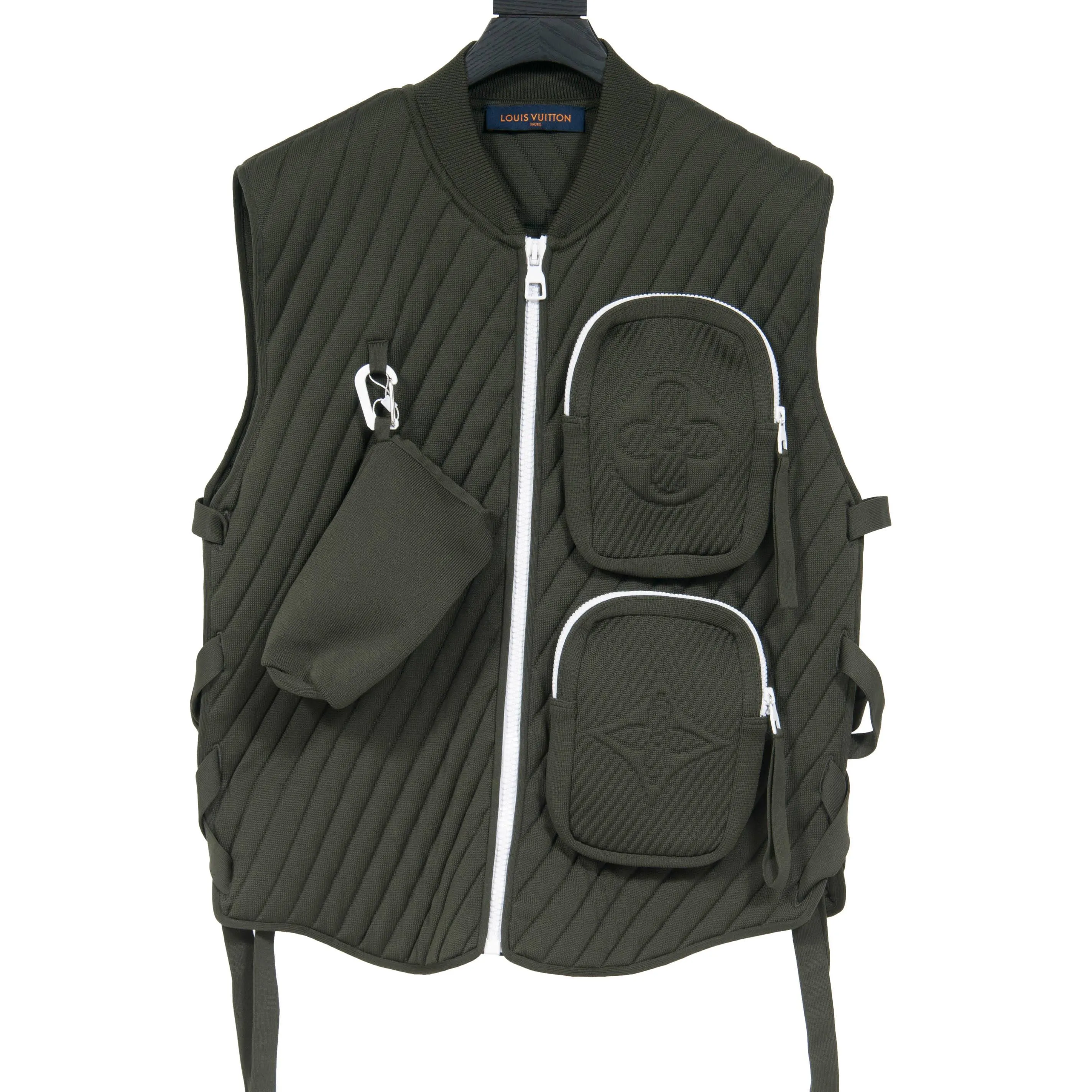 Ribbed Military Utility Gilet Vest (Dark Green)