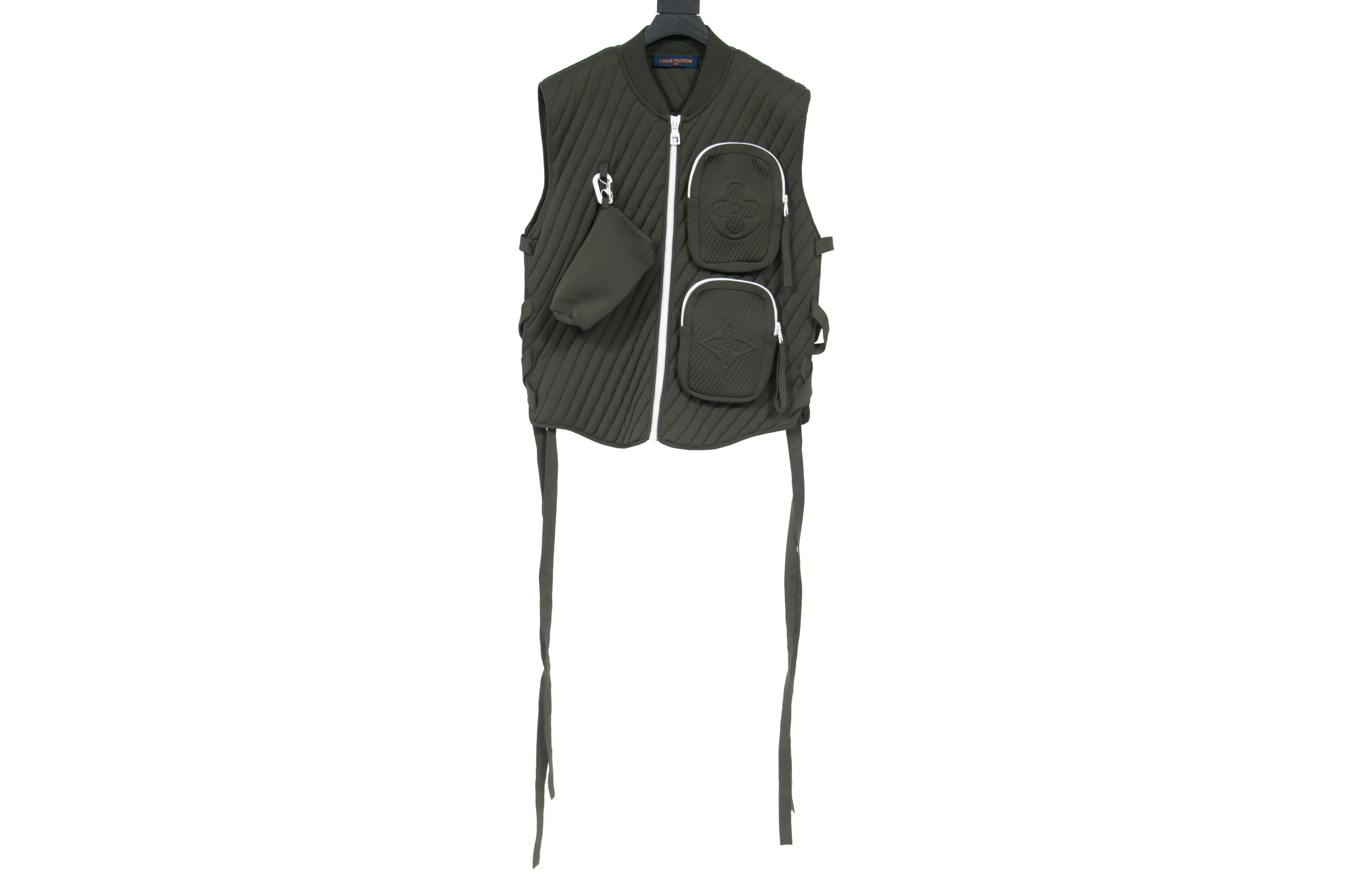 Ribbed Military Utility Gilet Vest (Dark Green)