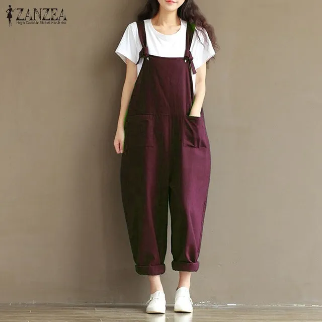 Rompers Womens Jumpsuits Backless Casual Loose Overalls
