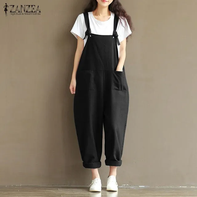 Rompers Womens Jumpsuits Backless Casual Loose Overalls