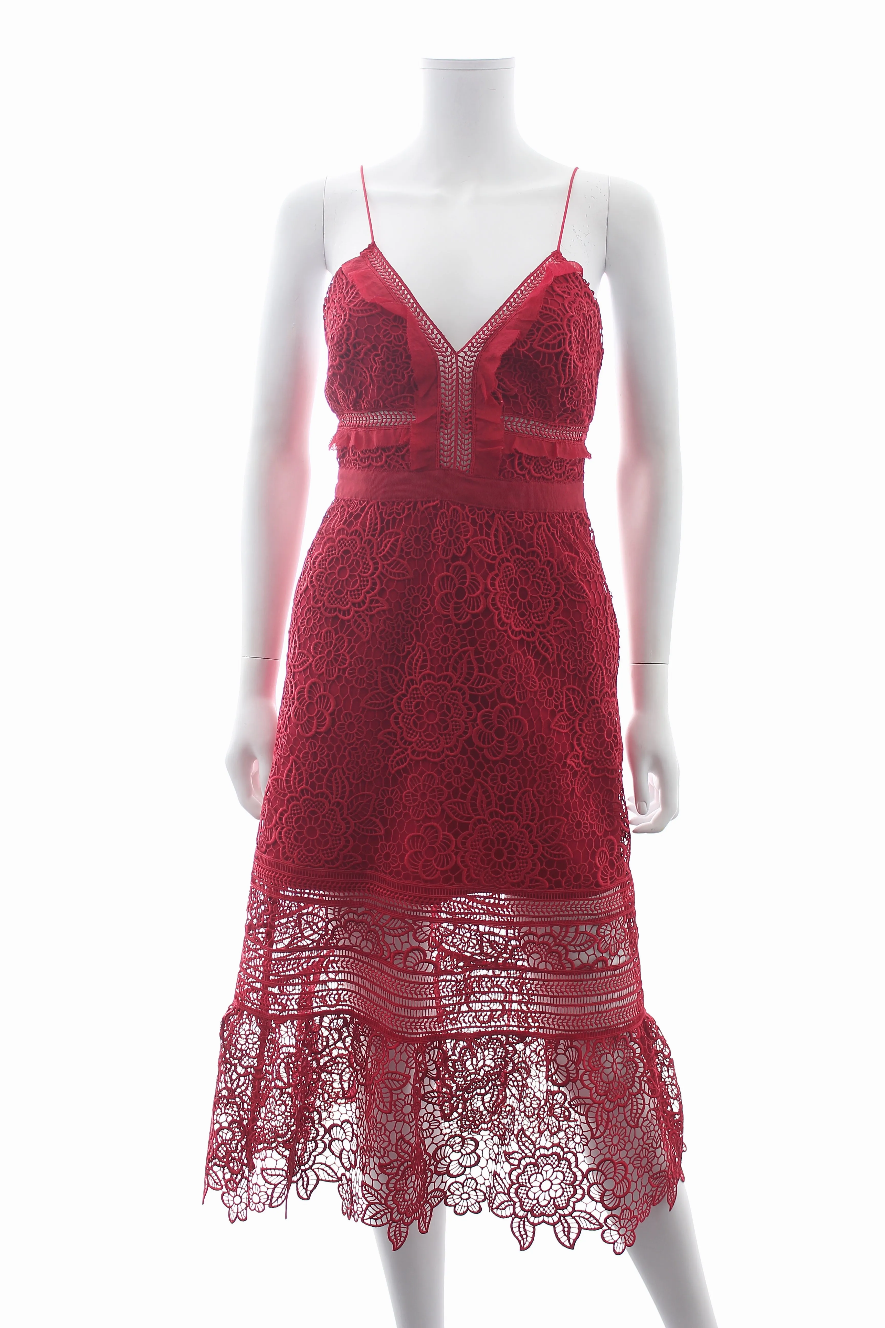 Self-Portrait Floral Guipure Lace Midi Dress