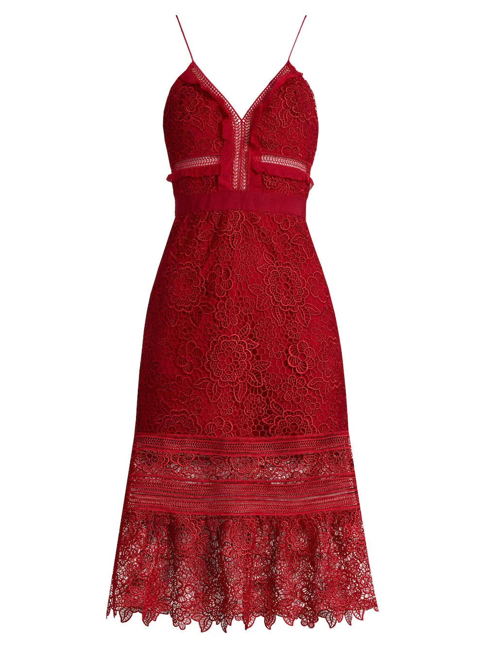 Self-Portrait Floral Guipure Lace Midi Dress