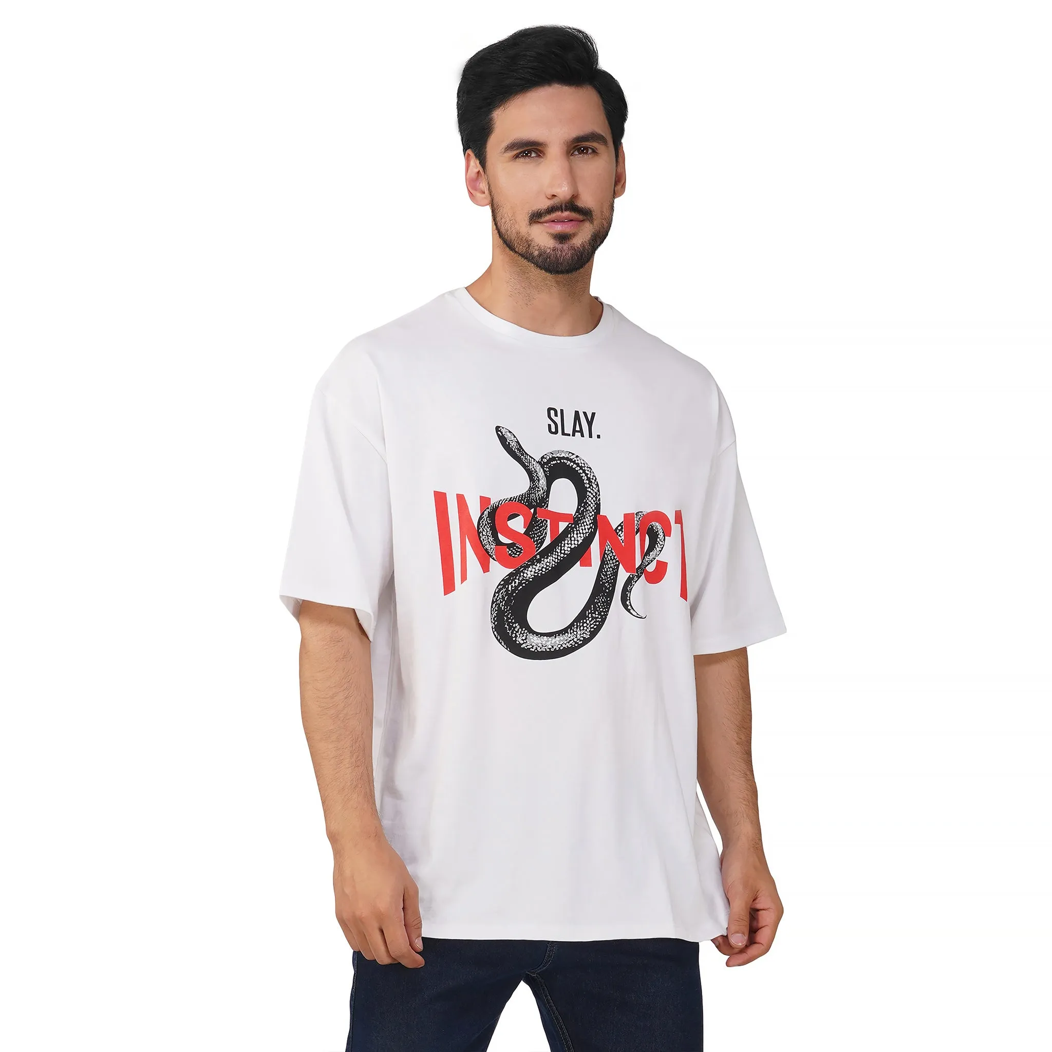 SLAY. Men's Snake Instinct Oversized Drop shoulder T shirt