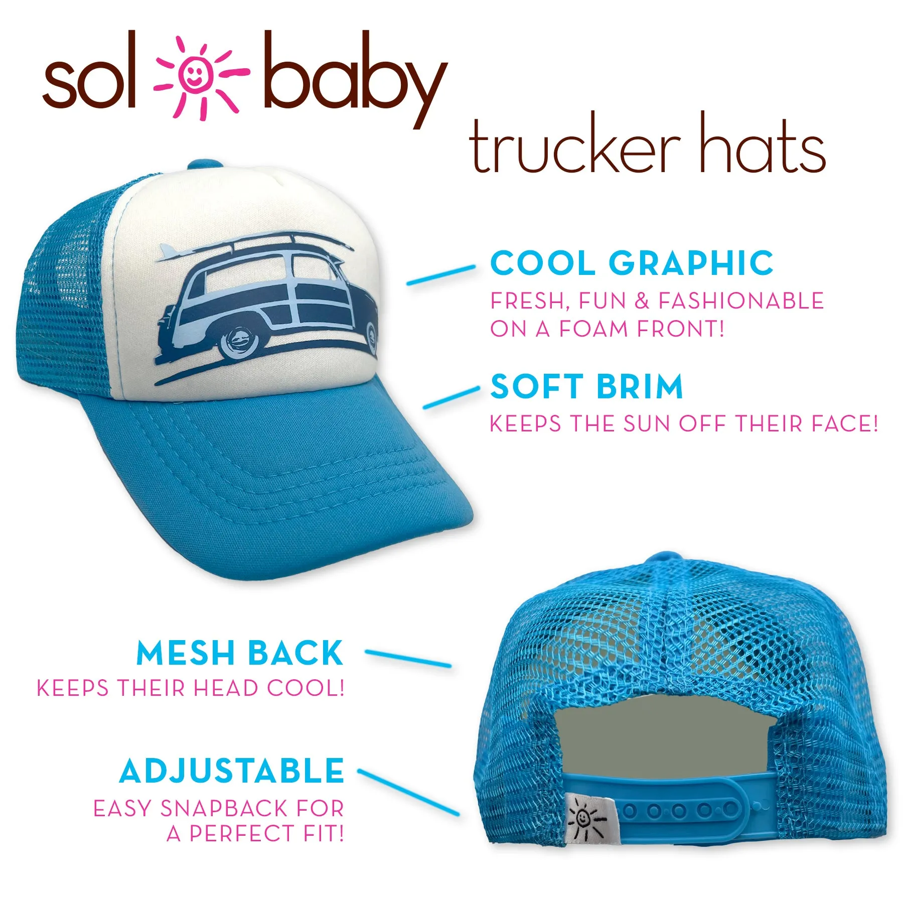 Sol Baby Surf Woodie Wagon Aqua Trucker Hat