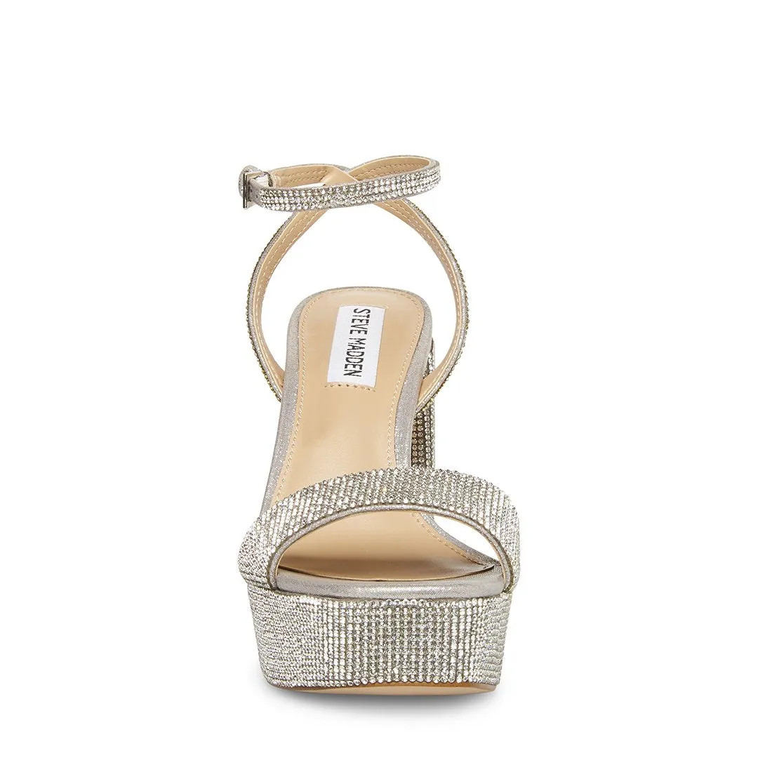 Steve Madden Lessa Rhinestone Formal Block Heel Platform Ankle Strap Sandal